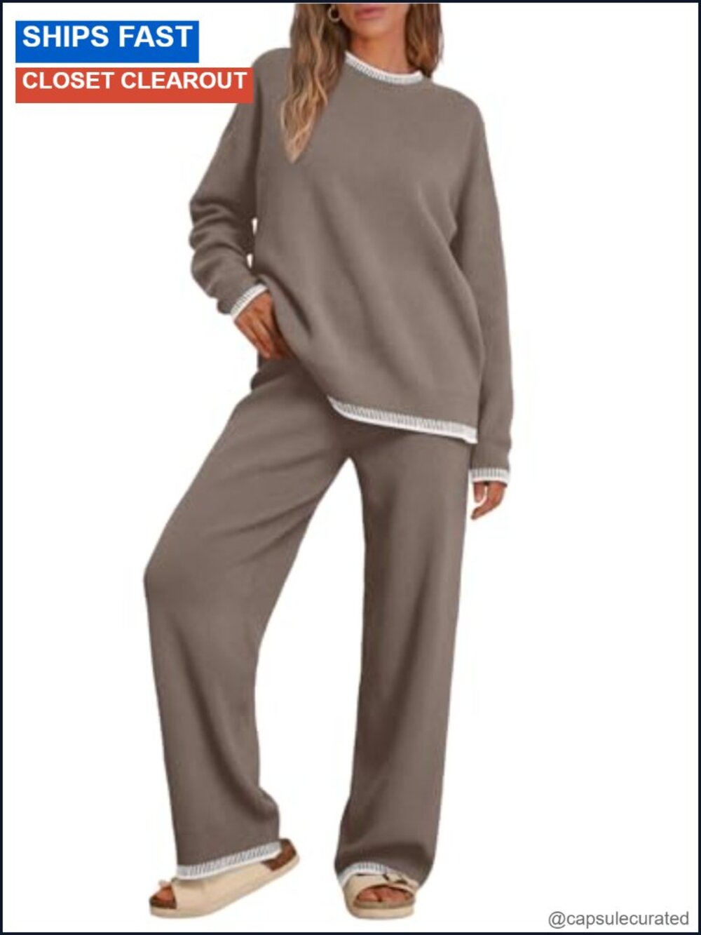 Cozy Knit Lounge Set 2 Piece Sweater Wide Leg Pants